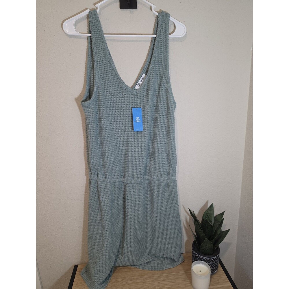 CUPSHE Women's Knit Sleeveless Romper Sage Green V-Neck Size L NWT